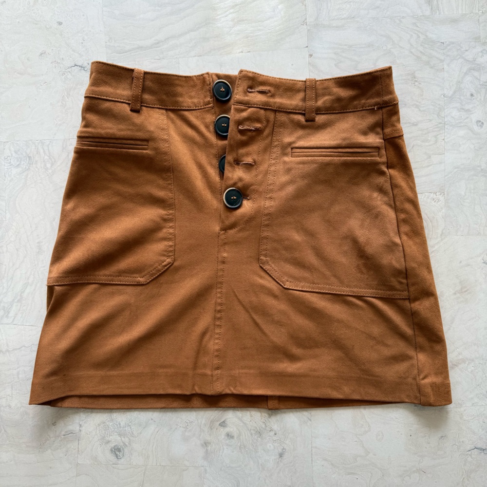 Zara TRF Brown Suede Skirt
